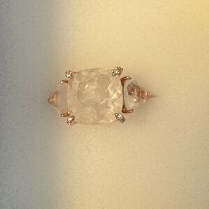 BP Rose Gold Plated Color Changing Clear to Green Tourmaline Stone Ring size 6